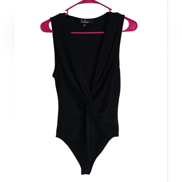 Lulus Tops - Lulus Black Twist-front Sleeveless Bodysuit Size Medium